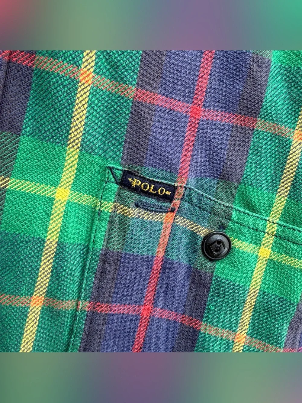 Ralph Lauren Polo Country Flannel Work Shirt Men Size Large Plaid